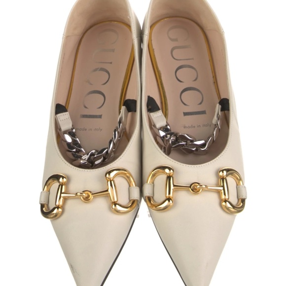 Gucci Chain-Link Accent Leather Mary Jane Flats Women's Size: 7.5 - Picture 4 of 6